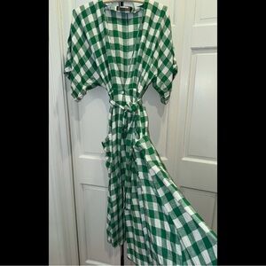 Reformation Geneva Dress in Kelly Check (Green)